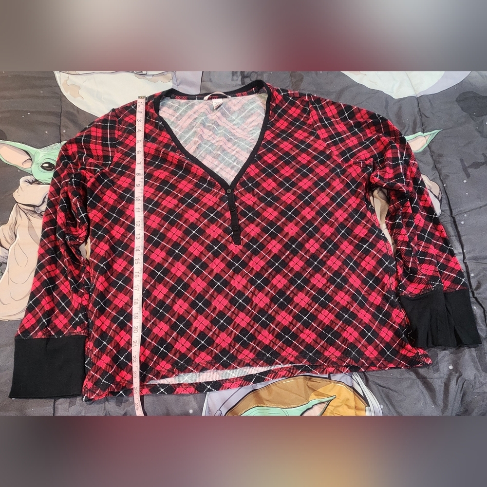 VICTORIA'S SECRET -  Buffalo Check Plaid Pajama Top Long Sleeve Warm Cozy